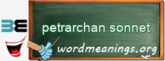 WordMeaning blackboard for petrarchan sonnet